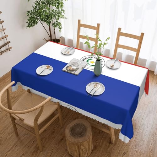 DLXW Fleckenabweisende Tischdecke mit Paraguay-Flagge für Picknicks im Freien, gezackte Polyester-Tischdecke von DLXW