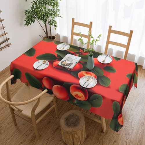 DLXW Hochwertige, schmutzabweisende Tischdecke für Picknicks im Freien, gezackte Polyester-Tischdecke, Rot Aprikose von DLXW