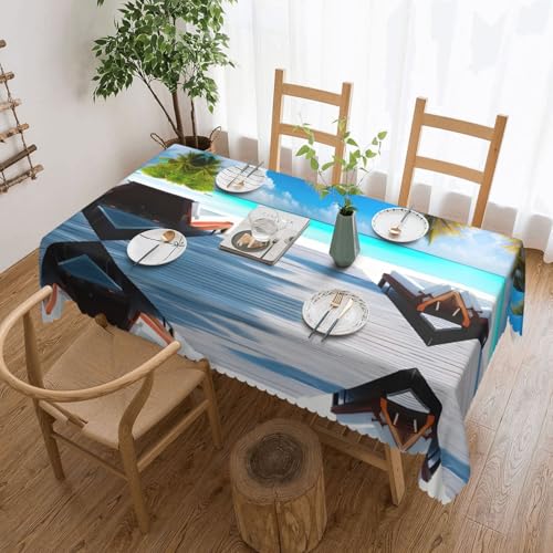 DLXW Hochwertige, schmutzabweisende Tischdecke für Picknicks im Freien, gezackte Polyester-Tischdecke von DLXW