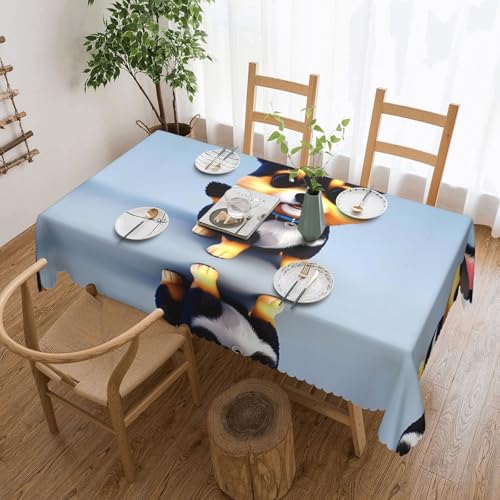 DLXW Hochwertige, schmutzabweisende Tischdecke mit Aufschrift "Love Fancy Puppy for Outdoor Picnics", gezackte Polyester-Tischdecke von DLXW