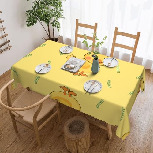 DLXW Hochwertige, schmutzabweisende Tischdecke mit Cartoon-Ente für Picknicks im Freien, gezackte Polyester-Tischdecke von DLXW