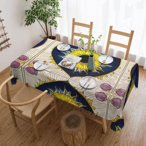 DLXW Hochwertige, schmutzabweisende Tischdecke mit Cartoon-Herzen, für Picknicks im Freien, gezackte Polyester-Tischdecke von DLXW