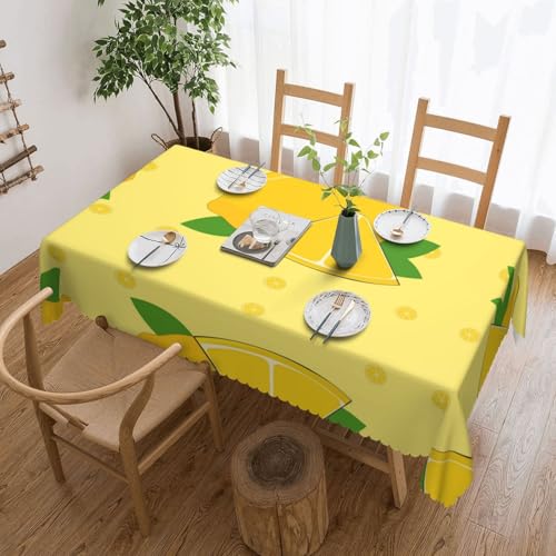 DLXW Hochwertige, schmutzabweisende Tischdecke mit Cartoon-Zitronenmuster für Picknicks im Freien, gezackte Polyester-Tischdecke von DLXW