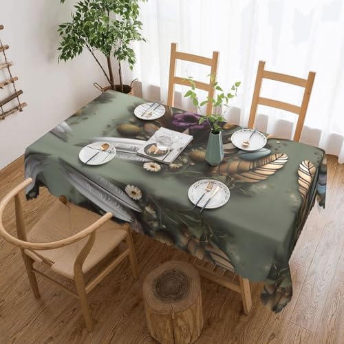 DLXW Hochwertige, schmutzabweisende Tischdecke mit Federblumen, für Picknicks im Freien, gezackte Polyester-Tischdecke von DLXW