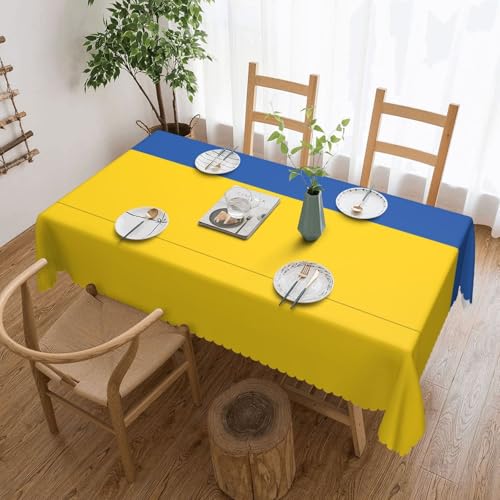 DLXW Hochwertige, schmutzabweisende Tischdecke mit Flagge der Ukraine für Picknicks im Freien, gezackte Polyester-Tischdecke von DLXW