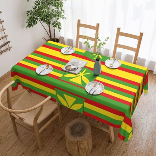 DLXW Hochwertige, schmutzabweisende Tischdecke mit Hawaii-Flagge für Picknicks im Freien, gezackte Polyester-Tischdecke von DLXW