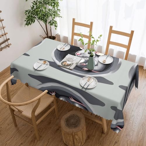 DLXW Hochwertige, schmutzabweisende Tischdecke mit Maus im Loch, für Picknicks im Freien, gezackte Polyester-Tischdecke von DLXW