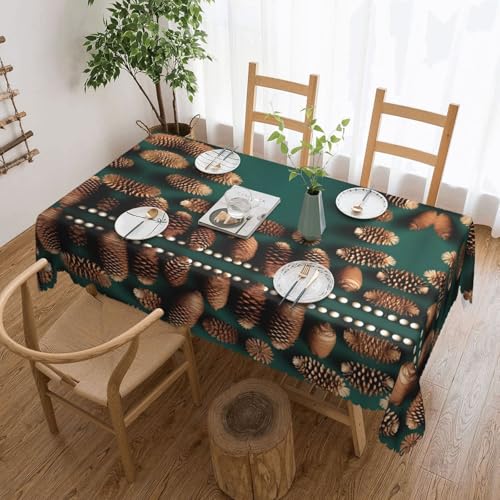 DLXW Hochwertige, schmutzabweisende Tischdecke mit Tannenzapfen, für Picknicks im Freien, gezackte Polyester-Tischdecke von DLXW