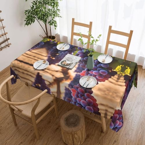 DLXW Hochwertige, schmutzabweisende Tischdecke mit Wüstentrauben für Picknicks im Freien, gezackte Polyester-Tischdecke von DLXW