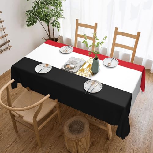 DLXW Hochwertige, schmutzabweisende Tischdecke mit ägyptischer Flagge für Picknicks im Freien, gezackte Polyester-Tischdecke von DLXW