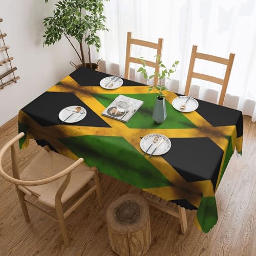 DLXW Hochwertige, schmutzabweisende Tischdecke mit alter jamaikanischer Flagge für Picknicks im Freien, gezackte Polyester-Tischdecke von DLXW