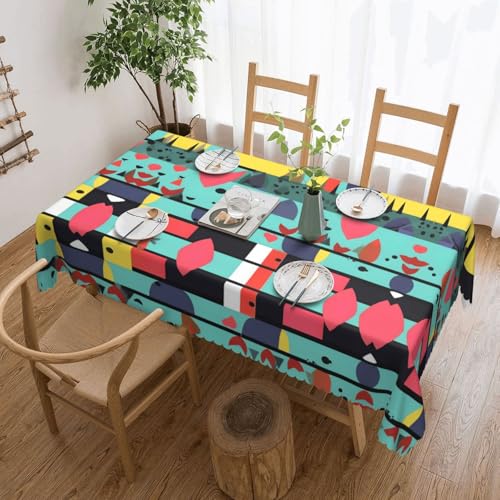 DLXW Hochwertige, schmutzabweisende Tischdecke mit geometrischem Muster für Picknicks im Freien, gezackte Polyester-Tischdecke von DLXW