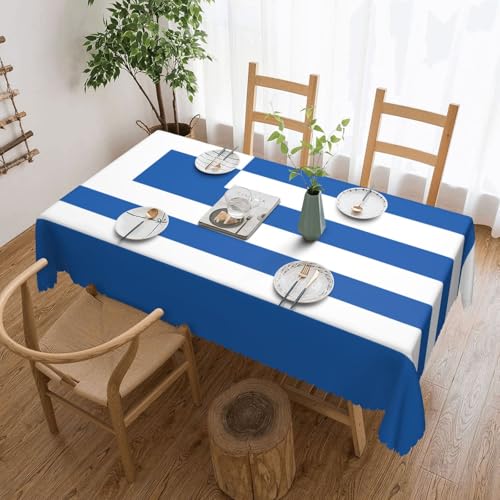 DLXW Hochwertige, schmutzabweisende Tischdecke mit griechischer Flagge für Picknicks im Freien, gezackte Polyester-Tischdecke von DLXW