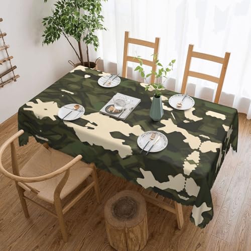 DLXW Premium Fleckenabweisende Armee-Camouflage-Tischdecke für Picknicks im Freien, gezackte Polyester-Tischdecke von DLXW
