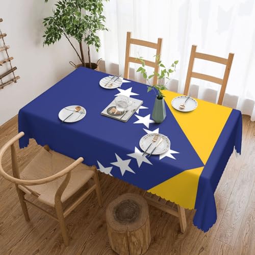 DLXW Premium Fleckenabweisende Tischdecke mit Flagge von Bosnien und Herzegowina, für Picknicks, Küchen und Feiertagsessen, Einheitsgröße DLXW Premium Fleckenabweisende Tischdecke mit Flagge von Bosnien und Herzegowina, für Picknicks, Küchen und Feiertagsessen, Einheitsgröße von DLXW