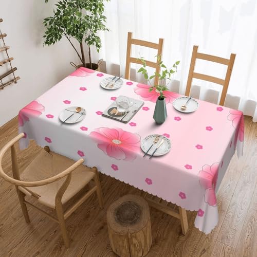 DLXW Premium Fleckenabweisende Tischdecke mit blühenden Nelken für Picknicks im Freien, gezackte Polyester-Tischdecke von DLXW
