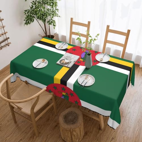 DLXW Premium Tischdecke, schmutzabweisend, Flagge des Commonwealth of Dominica, für Picknicks im Freien, gezackte Polyester-Tischdecke von DLXW