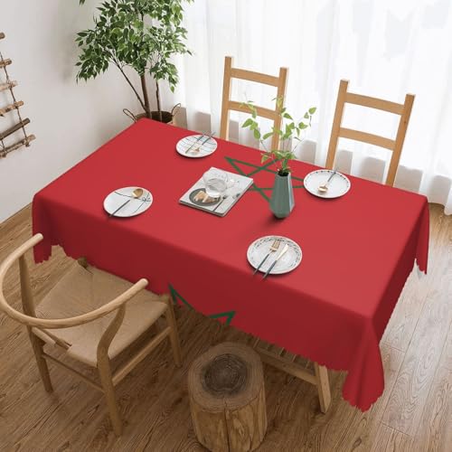 DLXW Premium Tischdecke, schmutzabweisend, Flagge von Marokko, für Picknicks im Freien, gezackte Polyester-Tischdecke von DLXW