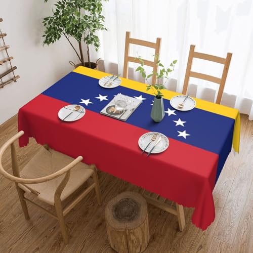 DLXW Premium Tischdecke, schmutzabweisend, Flagge von Venezuela, für Picknicks im Freien, gezackte Polyester-Tischdecke von DLXW