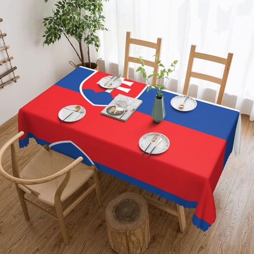 DLXW Premium Tischdecke, schmutzabweisend, Motiv: Flagge der Slowakei, für Picknicks im Freien, gezackte Polyester-Tischdecke von DLXW