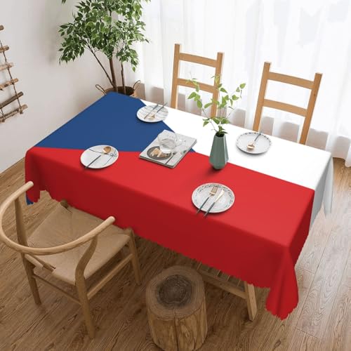 DLXW Premium Tischdecke, schmutzabweisend, Motiv: Flagge der Tschechischen Republik, für Picknicks im Freien, gezackte Polyester-Tischdecke von DLXW