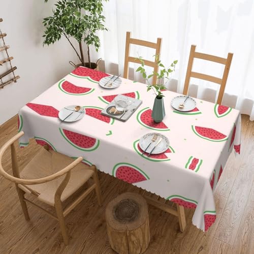 DLXW Premium Tischdecke, schmutzabweisend, Wassermelone, für Picknicks im Freien, gezackte Polyester-Tischdecke von DLXW