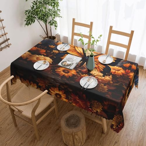 DLXW Premium Tischdecke, schmutzabweisend, gezackte Polyester-Tischdecke, gezackt, Orange / Gelb von DLXW