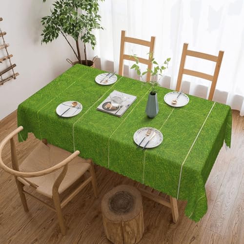 DLXW Premium Tischdecke, schmutzabweisend, grünes Grasland, für Picknicks im Freien, gezackte Polyester-Tischdecke von DLXW