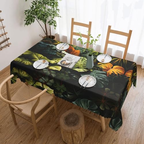 DLXW Premium Tischdecke, schmutzabweisend, tropischer Regenwald, Palmblätter, für Picknicks, Küchen und Urlaubsessen, Einheitsgröße DLXW Premium Tischdecke, schmutzabweisend, tropischer Regenwald, Palmblätter, für Picknicks, Küchen und Urlaubsessen, Einheitsgröße von DLXW