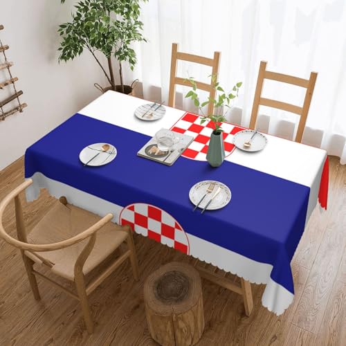 DLXW Premium Tischdecke mit Flagge der Republik Kroatien für Picknicks im Freien, gezackte Polyester-Tischdecke von DLXW