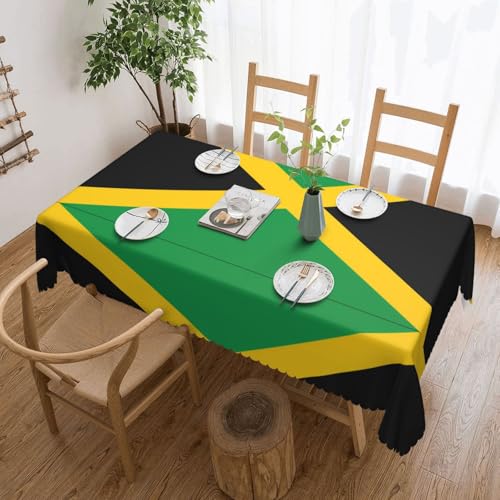 DLXW Premium Tischdecke mit Flagge von Jamaika, schmutzabweisend, für Picknicks, Küchen und Feiertagsessen, Einheitsgröße DLXW Premium Tischdecke mit Flagge von Jamaika, schmutzabweisend, für Picknicks, Küchen und Feiertagsessen, Einheitsgröße von DLXW