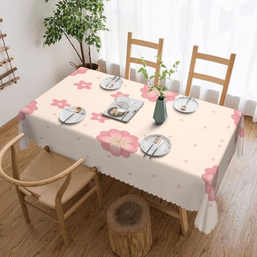 DLXW Premium Tischdecke mit Kirschblüten, schmutzabweisend, für Picknicks im Freien, gezackte Polyester-Tischdecke von DLXW