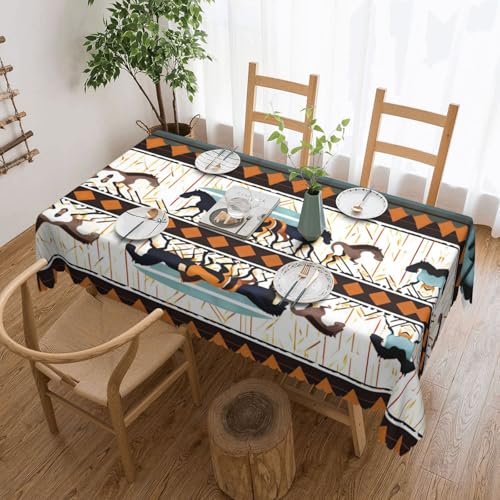 DLXW Premium Tischdecke mit Pferdestreifenmuster, für Picknicks im Freien, gezackte Polyester-Tischdecke von DLXW