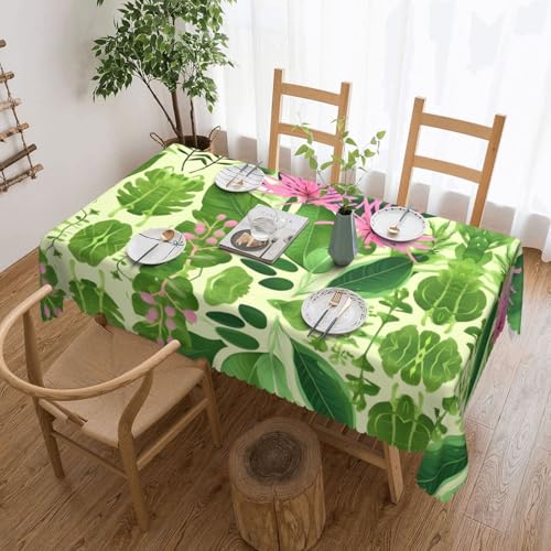 DLXW Premium Tischdecke mit rosa Pflanzenblumen, für Picknicks im Freien, gezackte Polyester-Tischdecke von DLXW