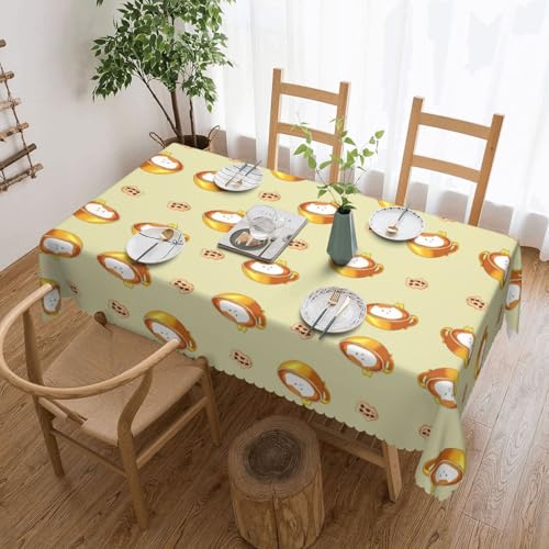 DLXW Premium schmutzabweisende Cartoon-Katzen-Kaffeetischdecke für Picknicks im Freien, gezackte Polyester-Tischdecke von DLXW