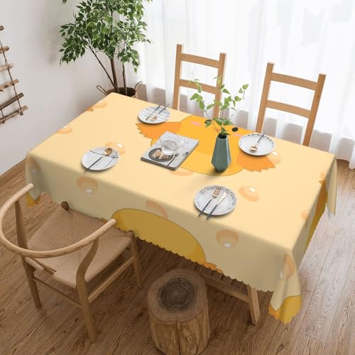 DLXW Premium schmutzabweisende Cartoon-Küken-Tischdecke für Picknicks im Freien, gezackte Polyester-Tischdecke von DLXW