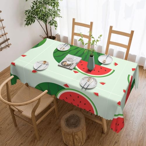 DLXW Premium schmutzabweisende Cartoon-Wassermelonen-Tischdecke für Picknicks im Freien, gezackte Polyester-Tischdecke von DLXW