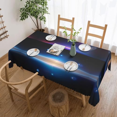DLXW Premium schmutzabweisende Cosmic Saturn Tischdecke für Picknicks im Freien, gezackte Polyester-Tischdecke von DLXW