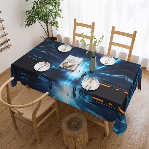 DLXW Premium schmutzabweisende Science Fiction Future Tischdecke für Picknicks im Freien, gezackte Polyester-Tischdecke von DLXW