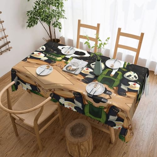DLXW Premium schmutzabweisende Tischdecke Pandas von Vater und Sohn für Picknicks im Freien, gezackte Polyester-Tischdecke von DLXW