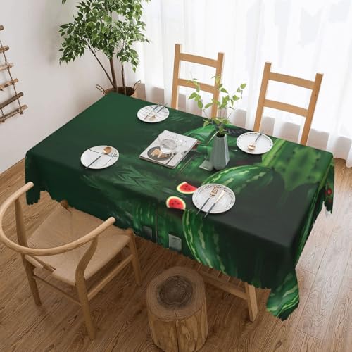 DLXW Premium schmutzabweisende Tischdecke Patrick's Watermelon Festival für Picknicks im Freien, gezackte Polyester-Tischdecke von DLXW