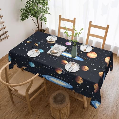 DLXW Premium schmutzabweisende Tischdecke The Solar Family für Picknicks im Freien, gezackte Polyester-Tischdecke von DLXW