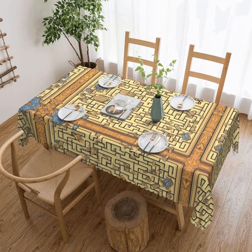 DLXW Premium schmutzabweisende Tischdecke aus Polyester für Picknicks im Freien, gezackte Tischdecke aus Polyester von DLXW