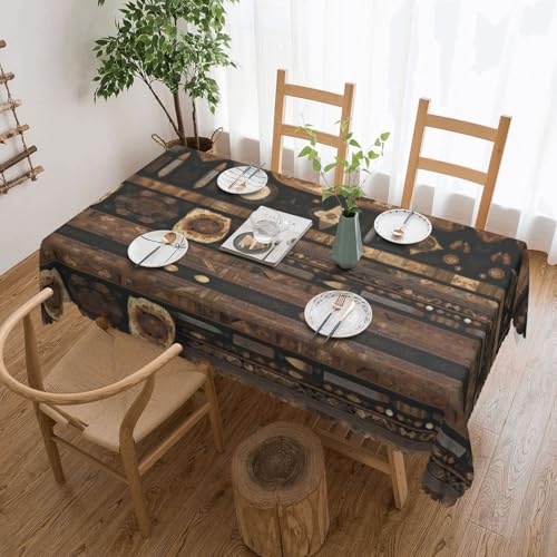 DLXW Premium schmutzabweisende Tischdecke im Bohemian-Stil für Picknicks im Freien, gezackte Polyester-Tischdecke von DLXW