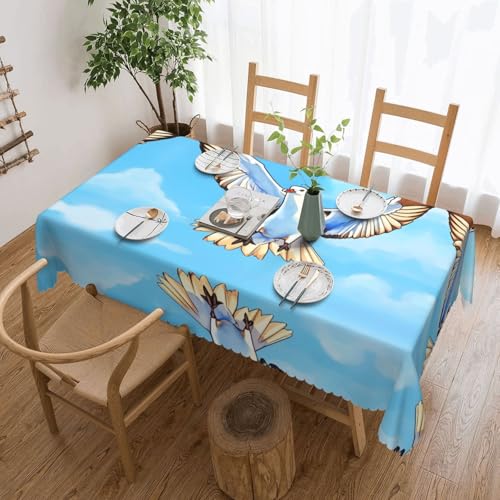 DLXW Premium schmutzabweisende Tischdecke mit Möwen im Flug, für Picknicks im Freien, gezackte Polyester-Tischdecke von DLXW
