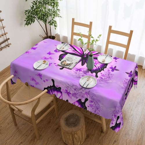 DLXW Premium schmutzabweisende Tischdecke mit Schmetterlingen, für Picknicks, Küchen und Feiertagsessen, Einheitsgröße, Violett DLXW Premium schmutzabweisende Tischdecke mit Schmetterlingen, für Picknicks, Küchen und Feiertagsessen, Einheitsgröße, Violett von DLXW