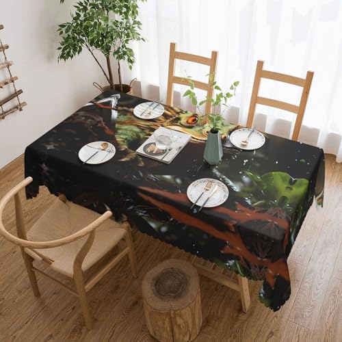 DLXW Premium schmutzabweisende Tischdecke mit Stacheleidechsen für Picknicks im Freien, gezackte Polyester-Tischdecke von DLXW