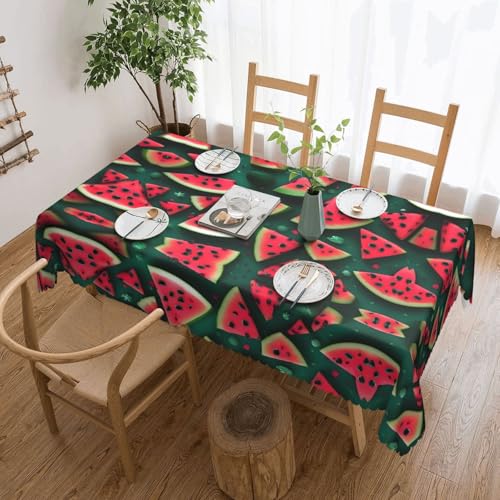 DLXW Premium schmutzabweisende Tischdecke mit Wassermelonen-Motiv für Picknicks im Freien, gezackte Polyester-Tischdecke von DLXW