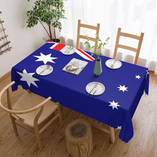 DLXW Premium schmutzabweisende Tischdecke mit australischer Flagge für Picknicks im Freien, gezackte Polyester-Tischdecke von DLXW