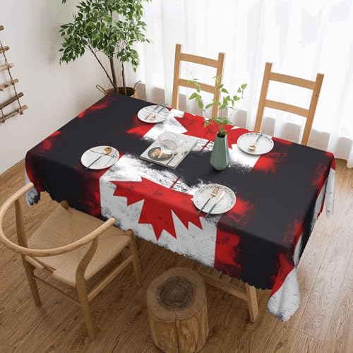 DLXW Premium schmutzabweisende Tischdecke mit kanadischer Flagge für Picknicks im Freien, gezackte Polyester-Tischdecke von DLXW